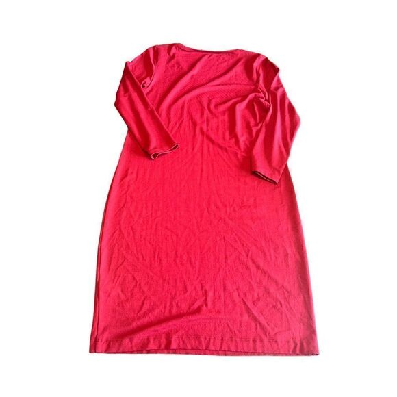 Eileen fisher red vneck jersey stretch knit 3/4 sleeve tunic dress size xs(0-2) - Picture 4 of 8